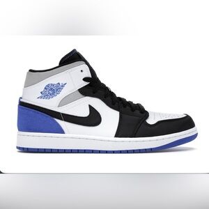 Nike Men's 8 Air Jordan Retro 1 Mid SE Union Hyper White Game Royal Sneakers